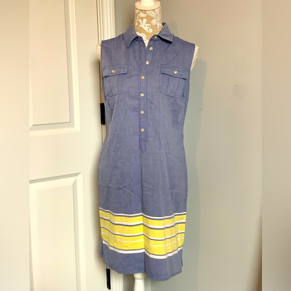 Vineyard Vines Women's Border Stripe Oxford Shirt Dress Size 4